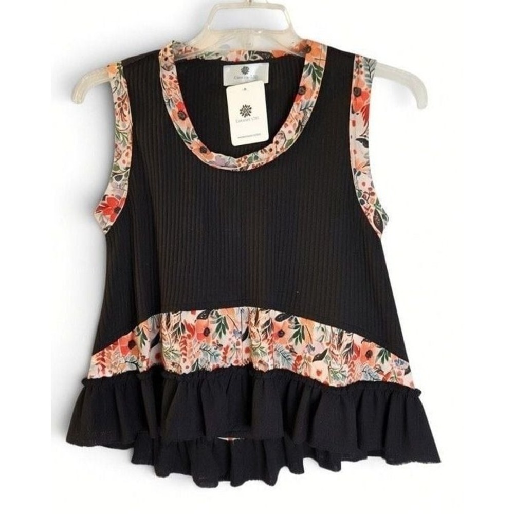 Everyday Chic Melanie Printed Tank Black Small